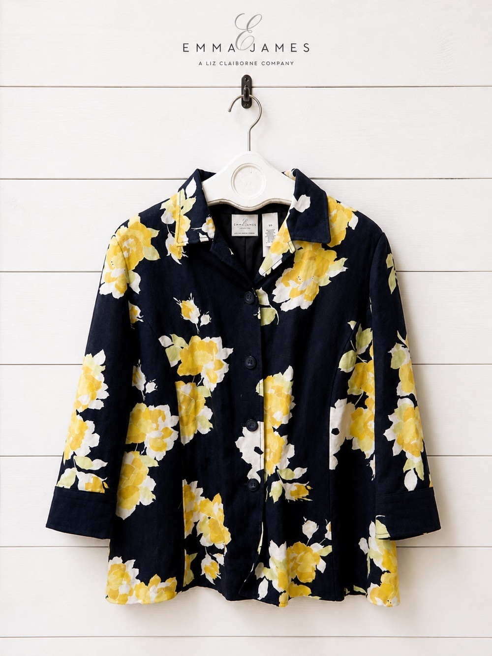 Emma James navy floral jacket, size 16W